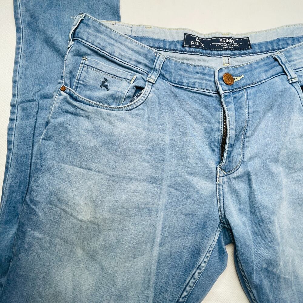 Parx Jeans Mens Light Blue Skinny Fit Authentic Casual Stretch XMYA02018-B4 - Picture 3 of 16